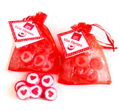 Heart candies in a sack